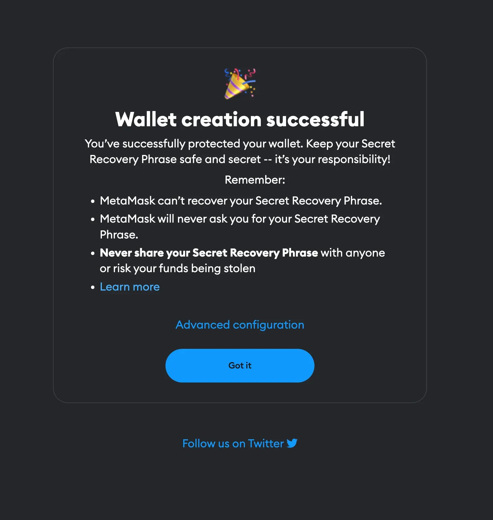 Creando una wallet - Paso 8